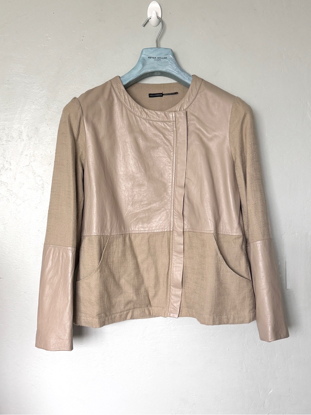 Stella Carakasi Neutral Panel Leather/Cotton Moto Jacket